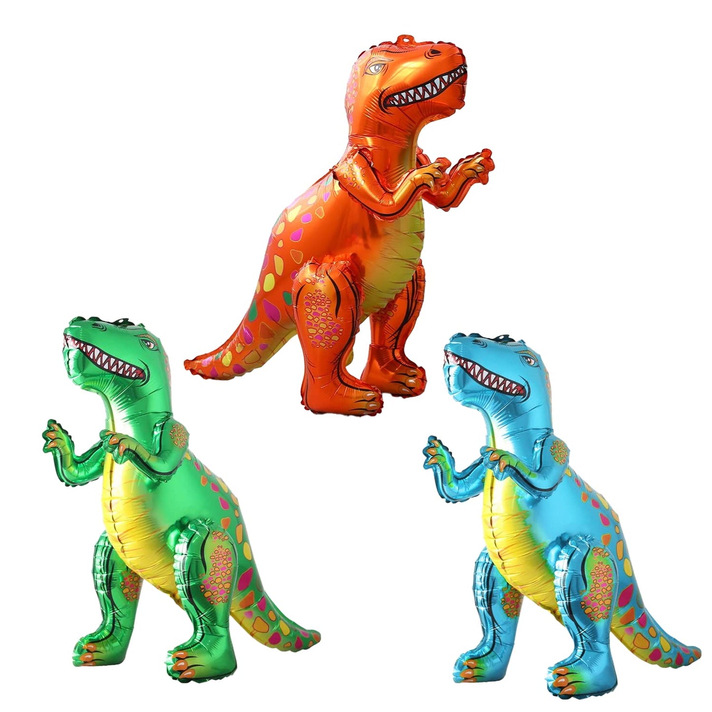 3D Self-Standing Tyrannosaurus Dinosaur Foil Balloons – 3 Pack