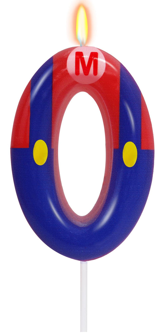 Cartoon Game Blue & Red Number 0 Birthday Cake Candle
