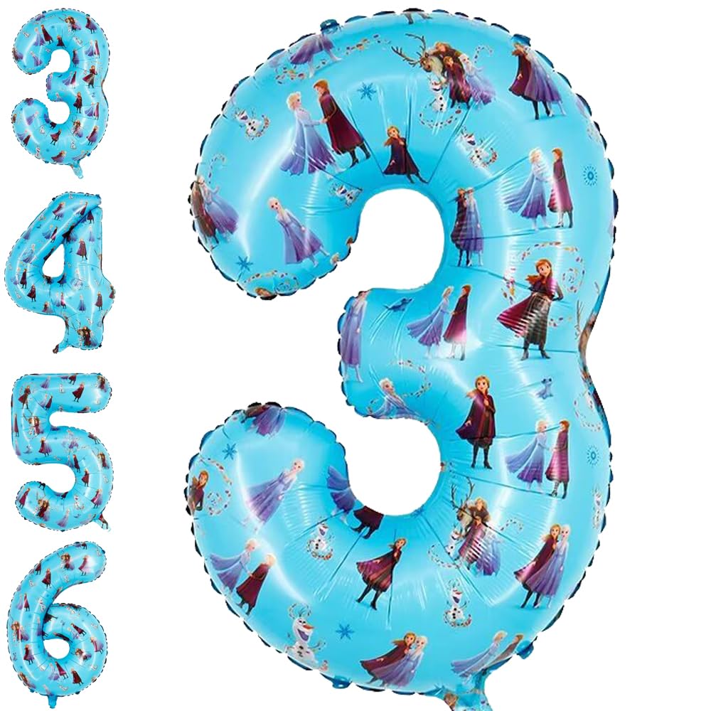 Winter Ice Princess Number 3 Foil Birthday Balloon - 32 Inch