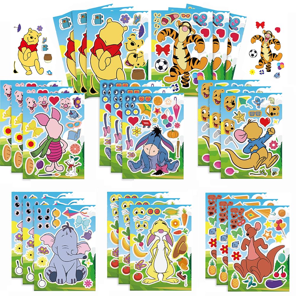 Bear Character Make-a-Face DIY Sticker Sheets – 24 Pack