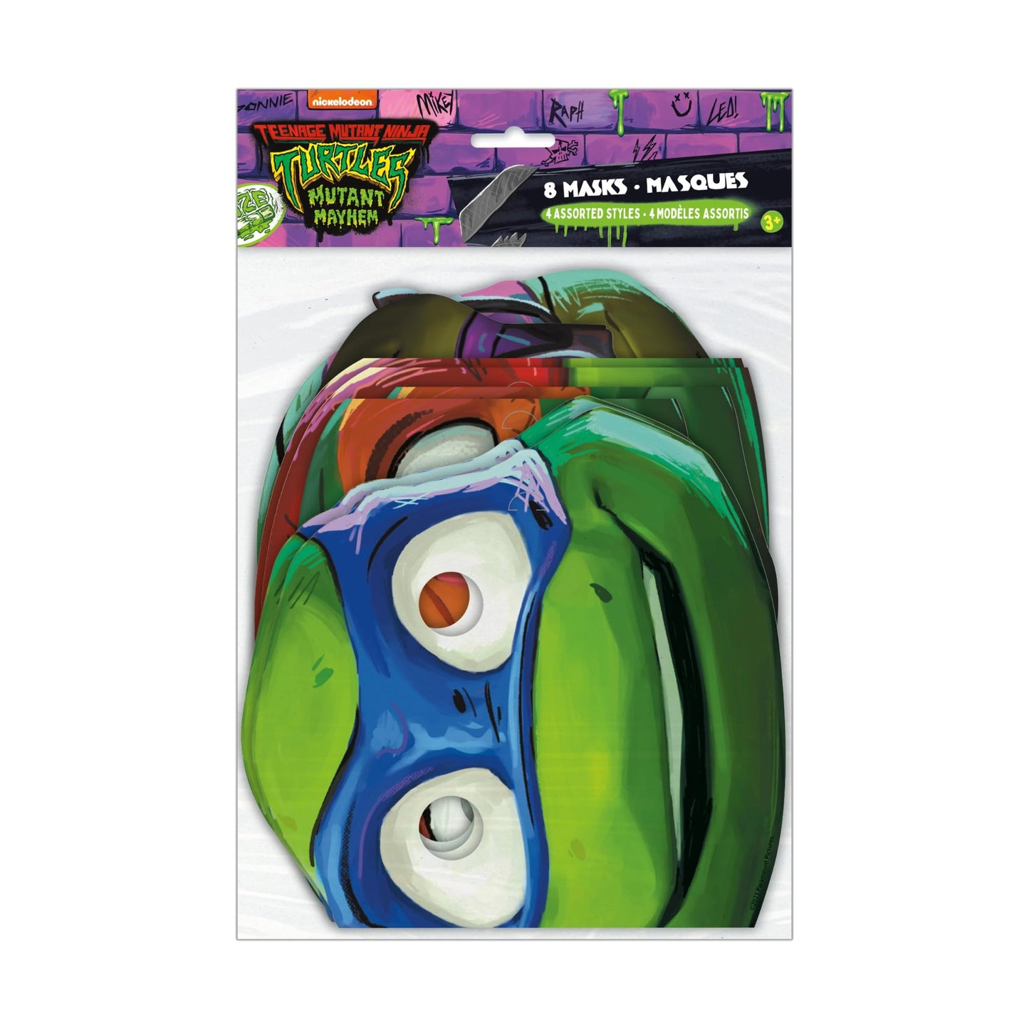 TMNT Mutant Mayhem Paper Party Masks – 8 Pack