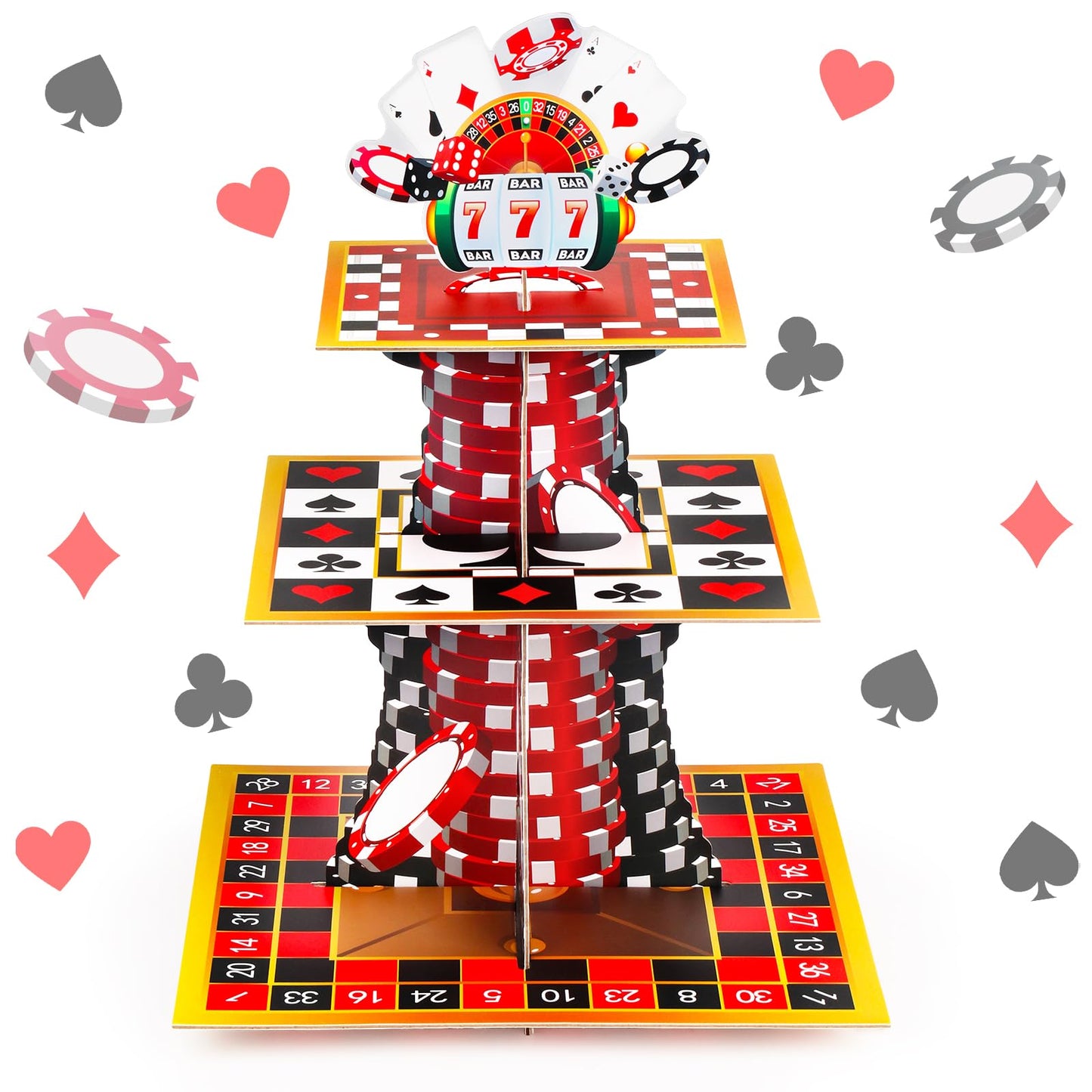 Casino 3-Tier Cardboard Cupcake Stand