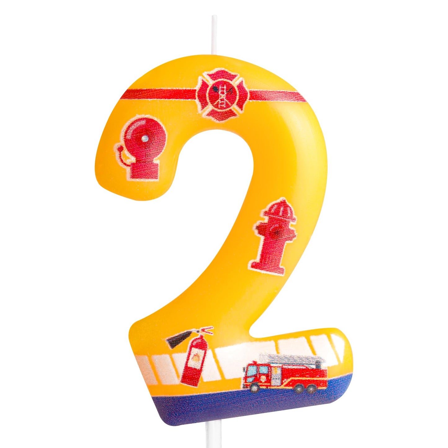 Fire Truck Number 2 Birthday Cake Candle