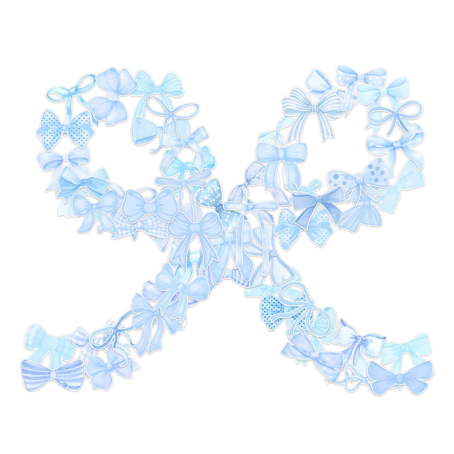 Blue Coquette Bow Stickers - 56 ct