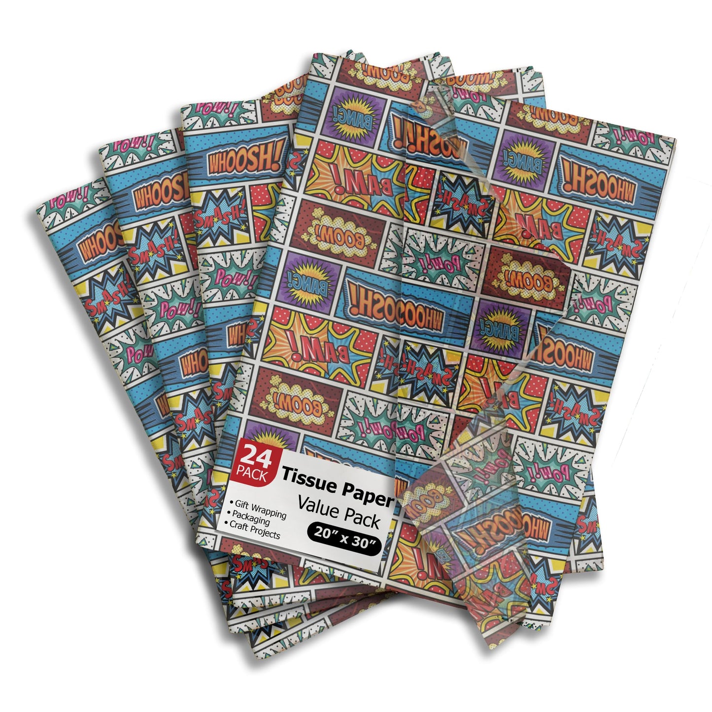Superhero Comic Book Tissue Paper – 24 Sheets