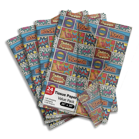 Superhero Comic Book Tissue Paper – 24 Sheets