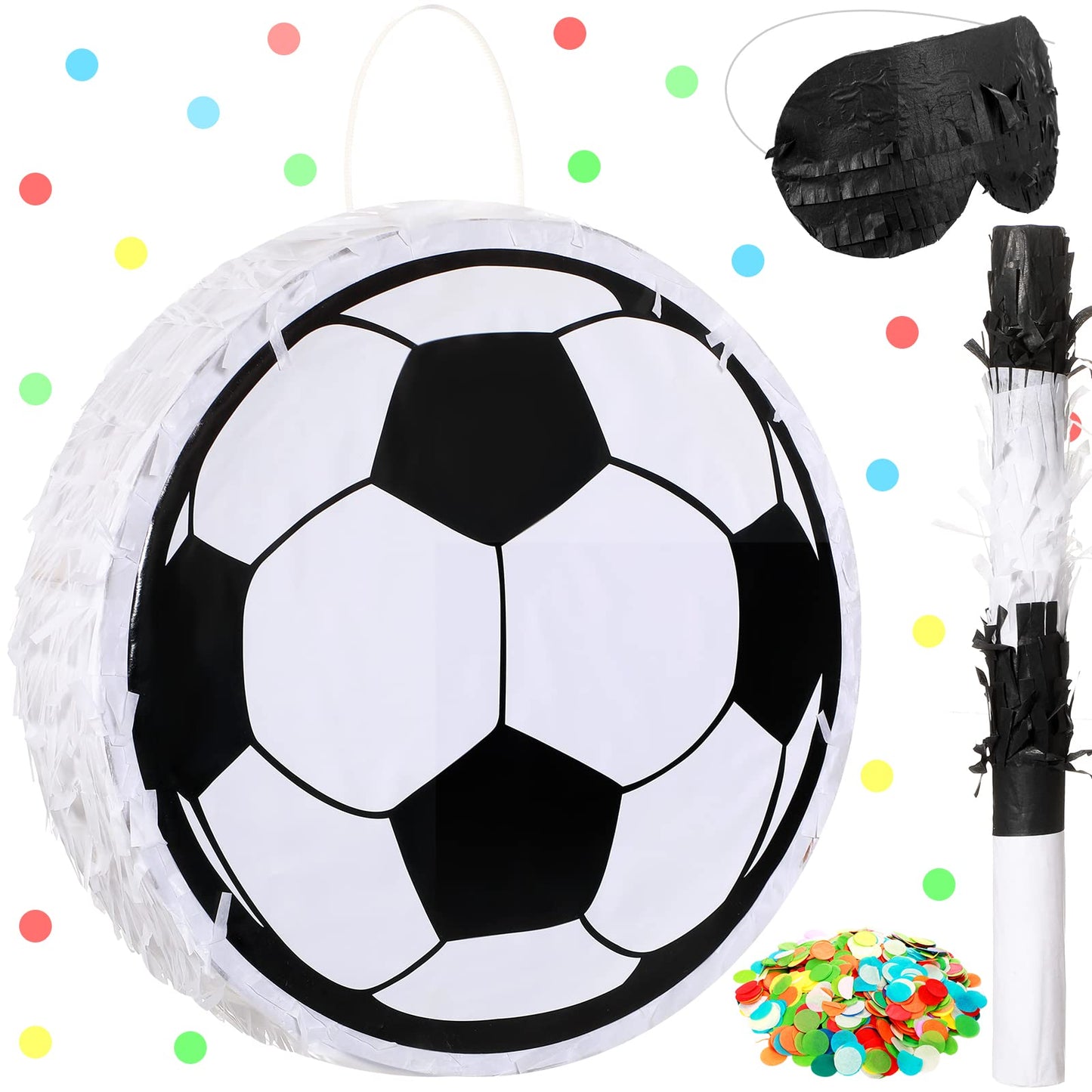 Soccer Ball Piñata with Stick, Blindfold & Confetti
