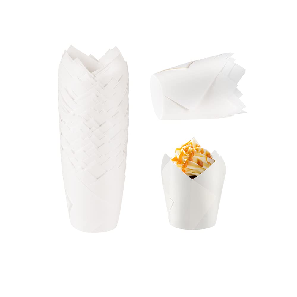 White Tulip Cupcake Liners - 100 ct