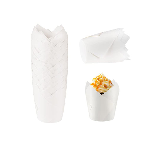 White Tulip Cupcake Liners - 100 ct