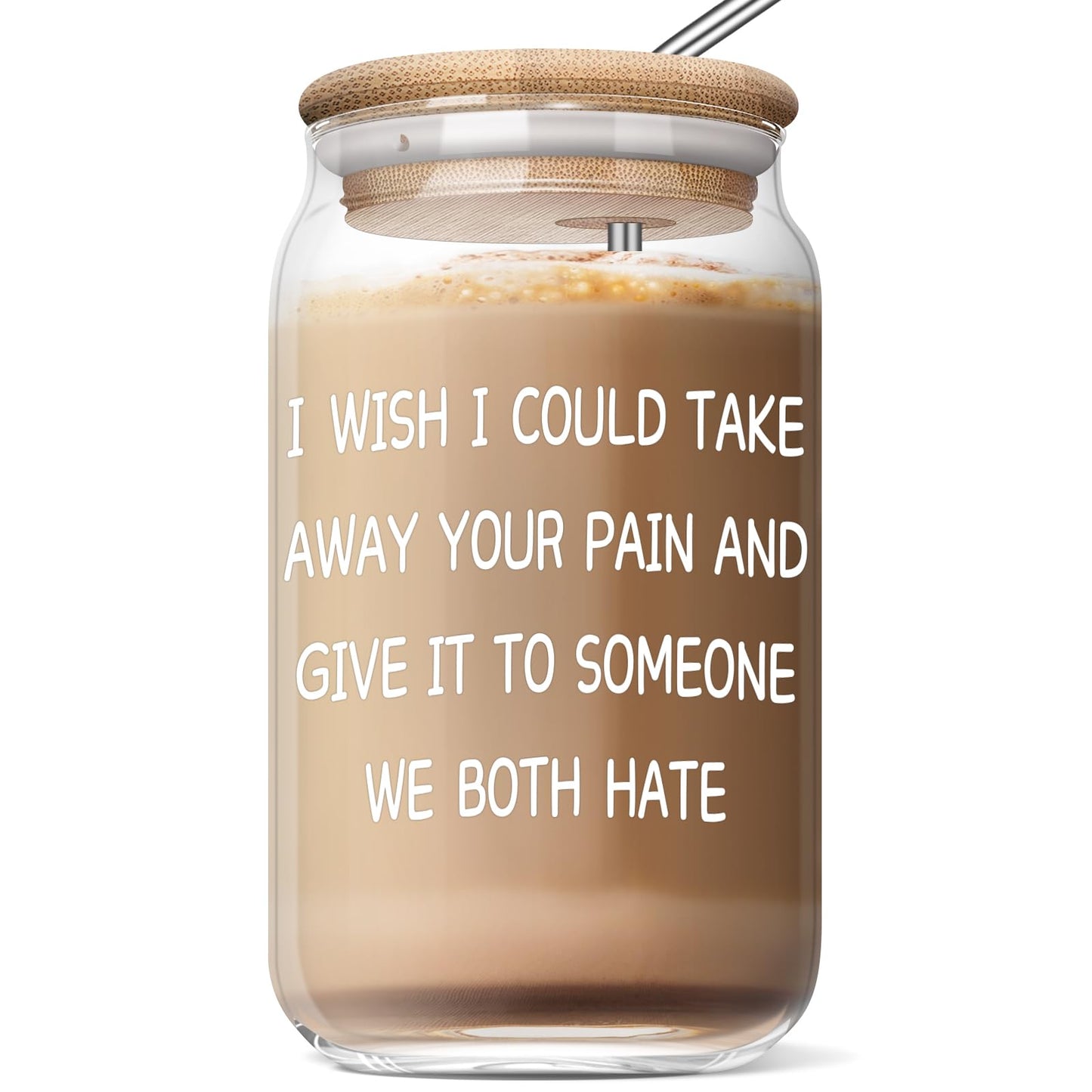 Get Well Soon Gifts for Women Men - After Surgery Recovery Gifts - Feel Better Gifts for Her Him Mom Sick Friends Grieving Divorce Bereavement Sympathy Miscarriage Take Your Pain 16 Oz Coffee Glass