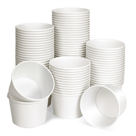 Classic White Paper Ice Cream Cups 9oz - 100 ct
