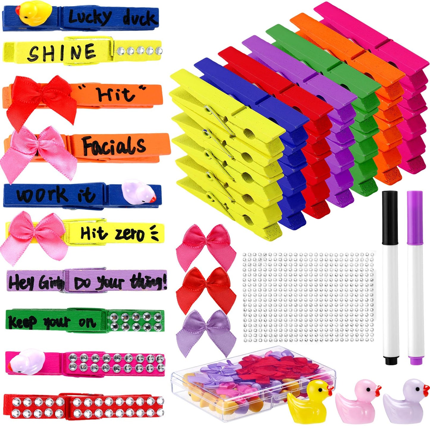 Cheer Spirit Pins Set – 60 Pack, Colourful