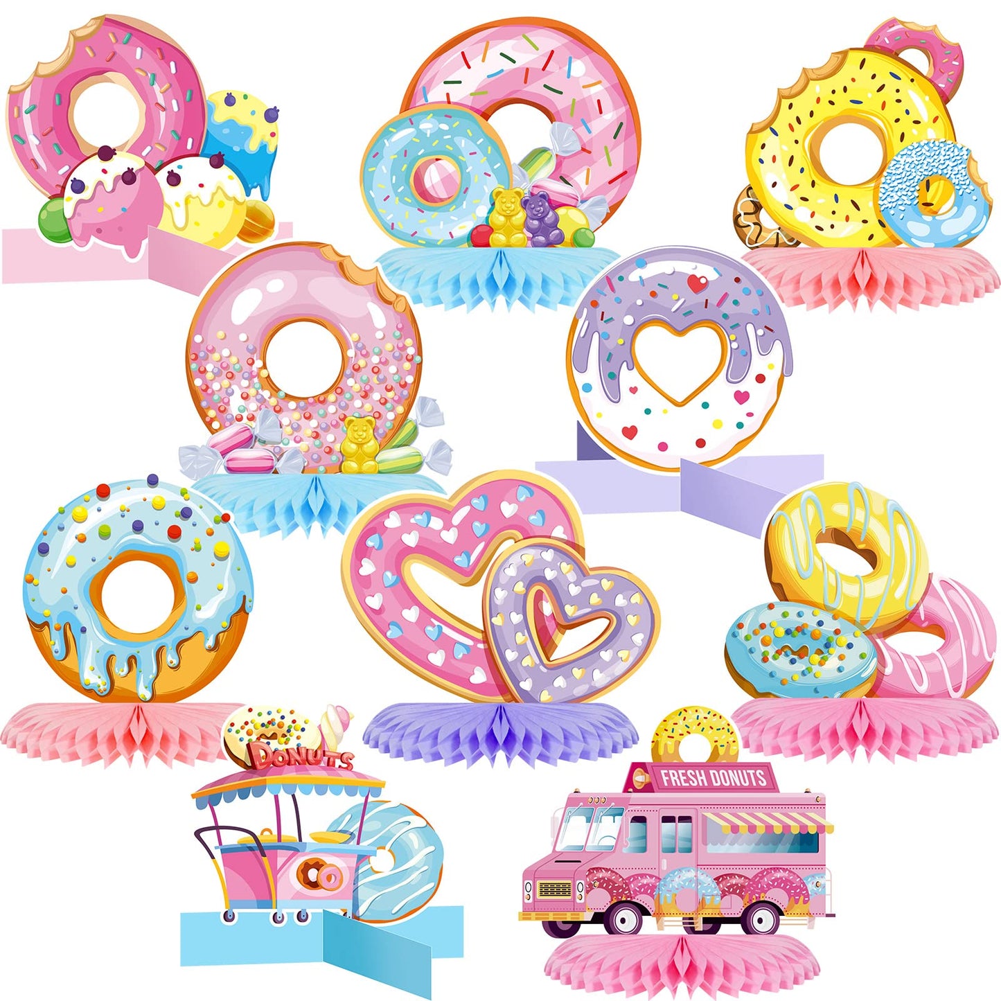 Donut Party Honeycomb Table Centrepiece Set – 11 Piece