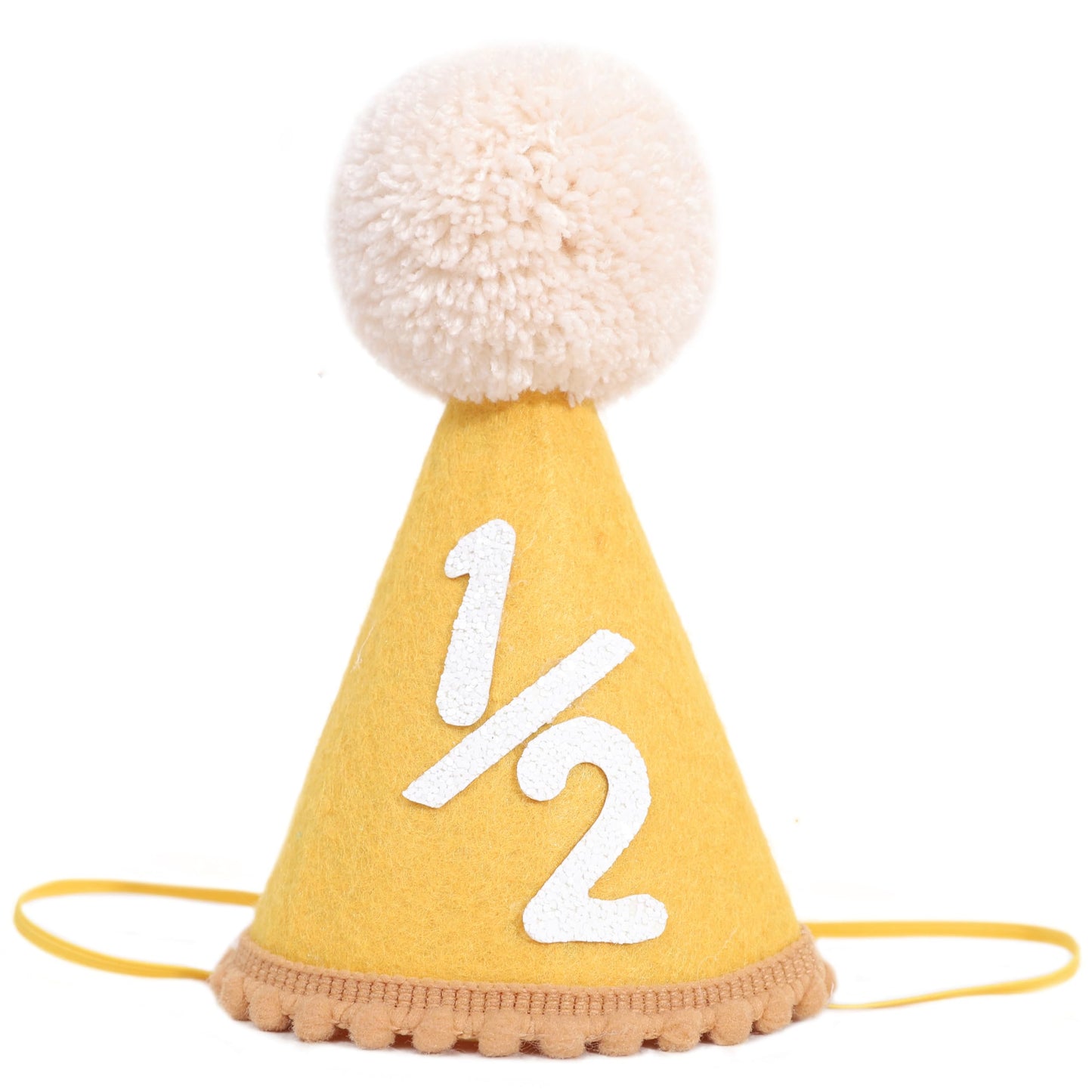 Baby Half Birthday Cone Hat – Yellow, 6 Months
