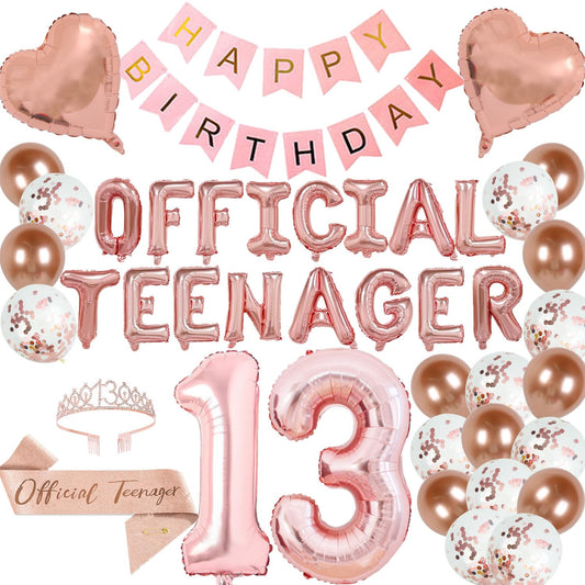 Rose Gold Official Teenager 13th Birthday Decoration Kit