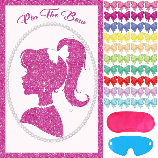 Pin the Bow on the Head Pink Princess Party Game