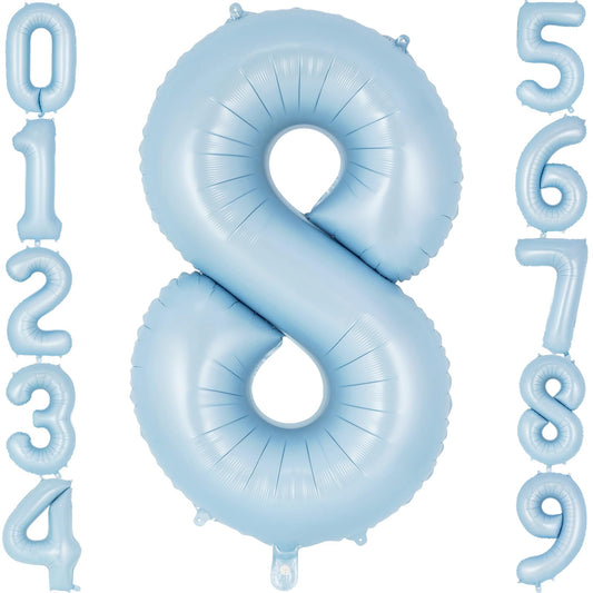 Light Blue Number 8 Giant Foil Balloon - 40 Inch