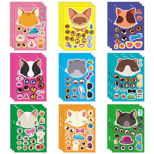 Cat Make-a-Face DIY Sticker Sheets – 27 Pack