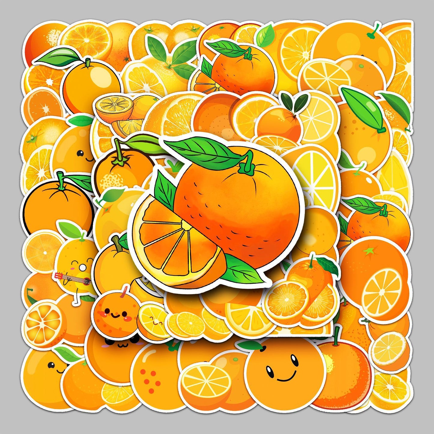 50 Orange Cartoon Fruit Stickers for DIY Projects