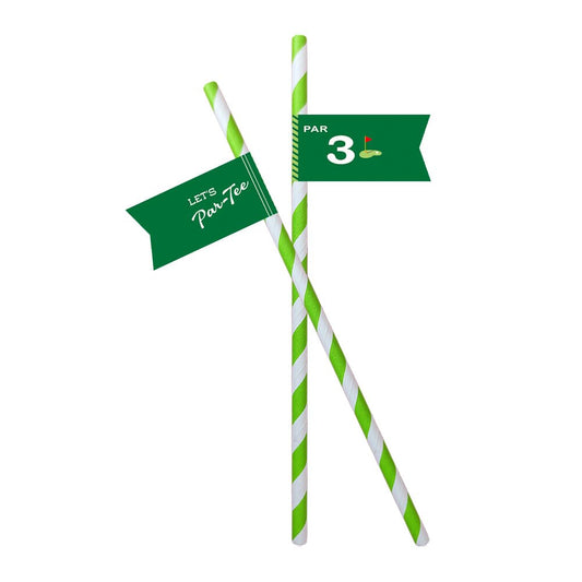 Par 3 Let's Par-Tee Golf Flag Paper Straws – 20 Pack
