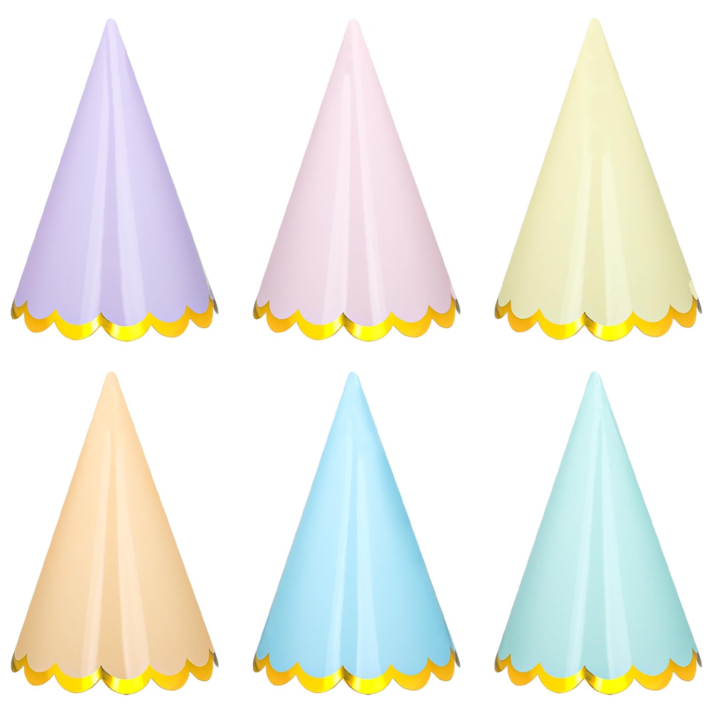Pastel Rainbow Cone Birthday Party Hats – 24 Pack