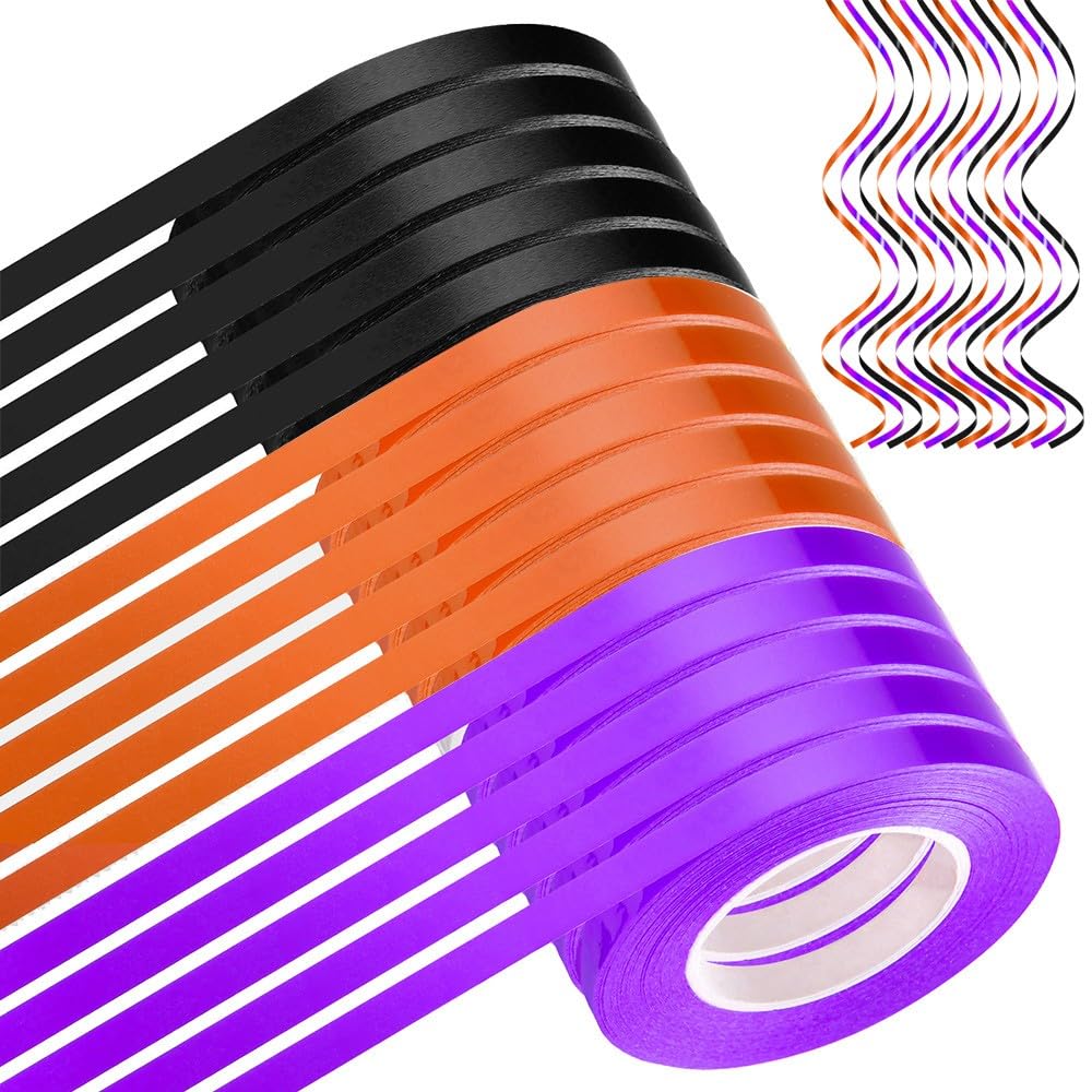 LACNNY Halloween Curling Ribbon15 Rolls Black Orange Purple Curling Ribbon 3/16 x 11-Yard ea. for Gift Wrapping Balloon Ribbon