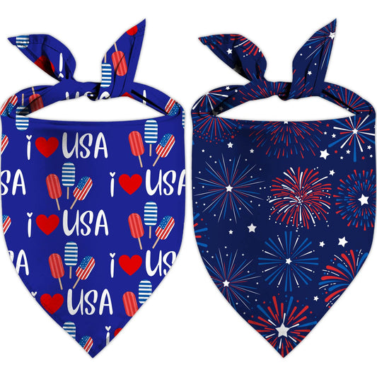 Patriotic Dog Bandanas 2-Pack 4th of July Independence Day