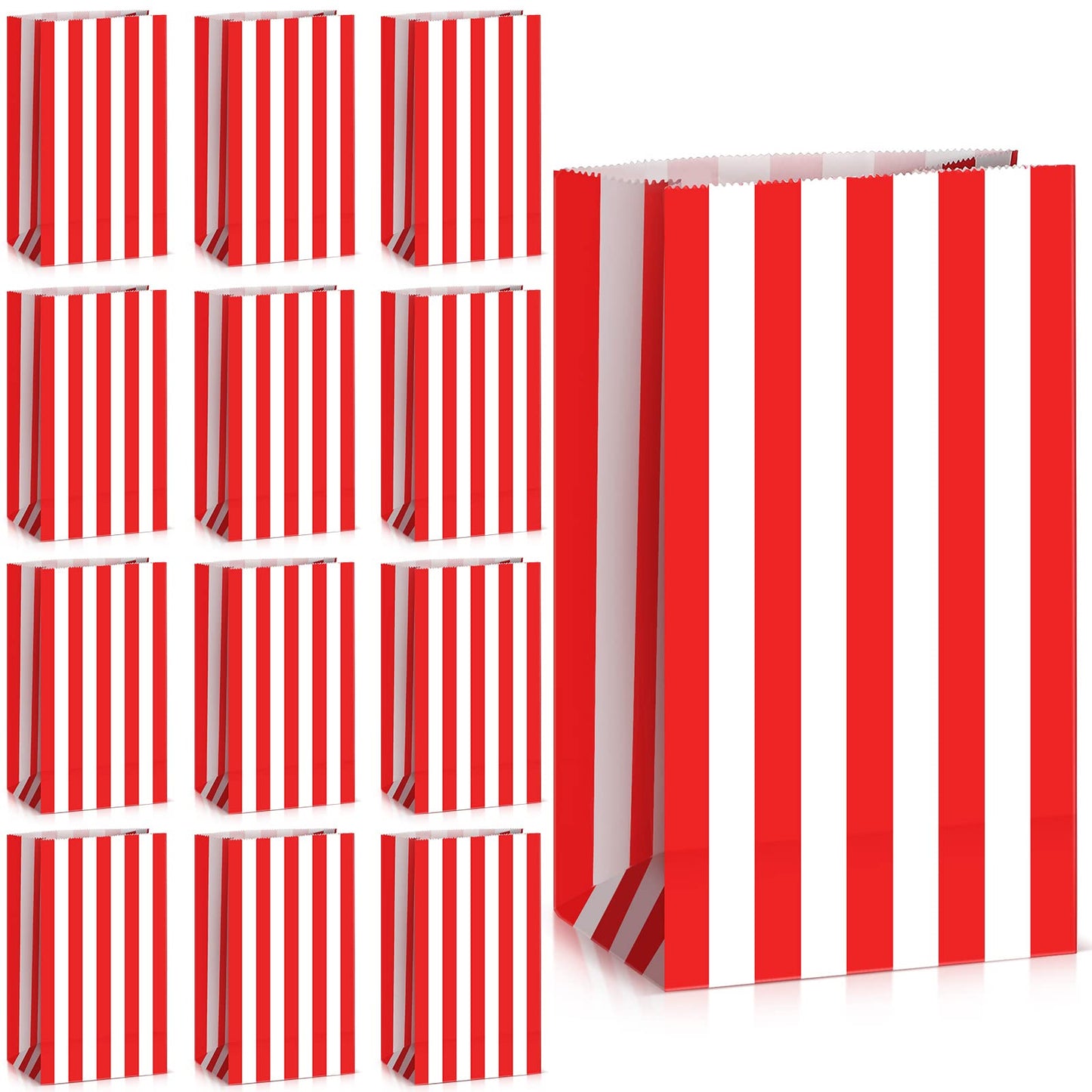 Red & White Striped Carnival Circus Treat Bags – 28 Pack