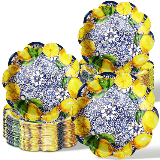 Capri Lemon Paper Plates – 100 Pack, 7 Inch