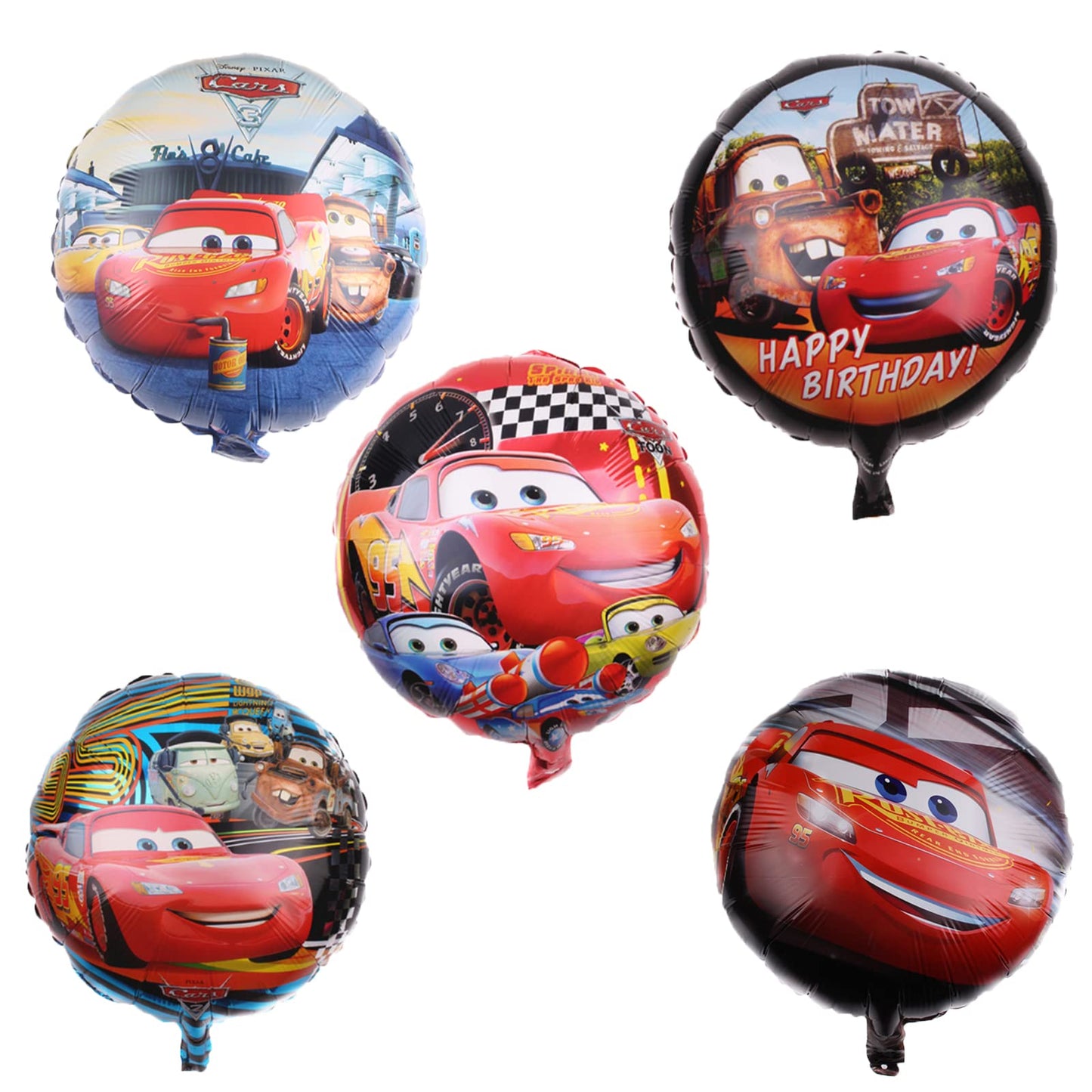 Animated Racing Car Character Foil Balloon Bouquet – 5 Pack
