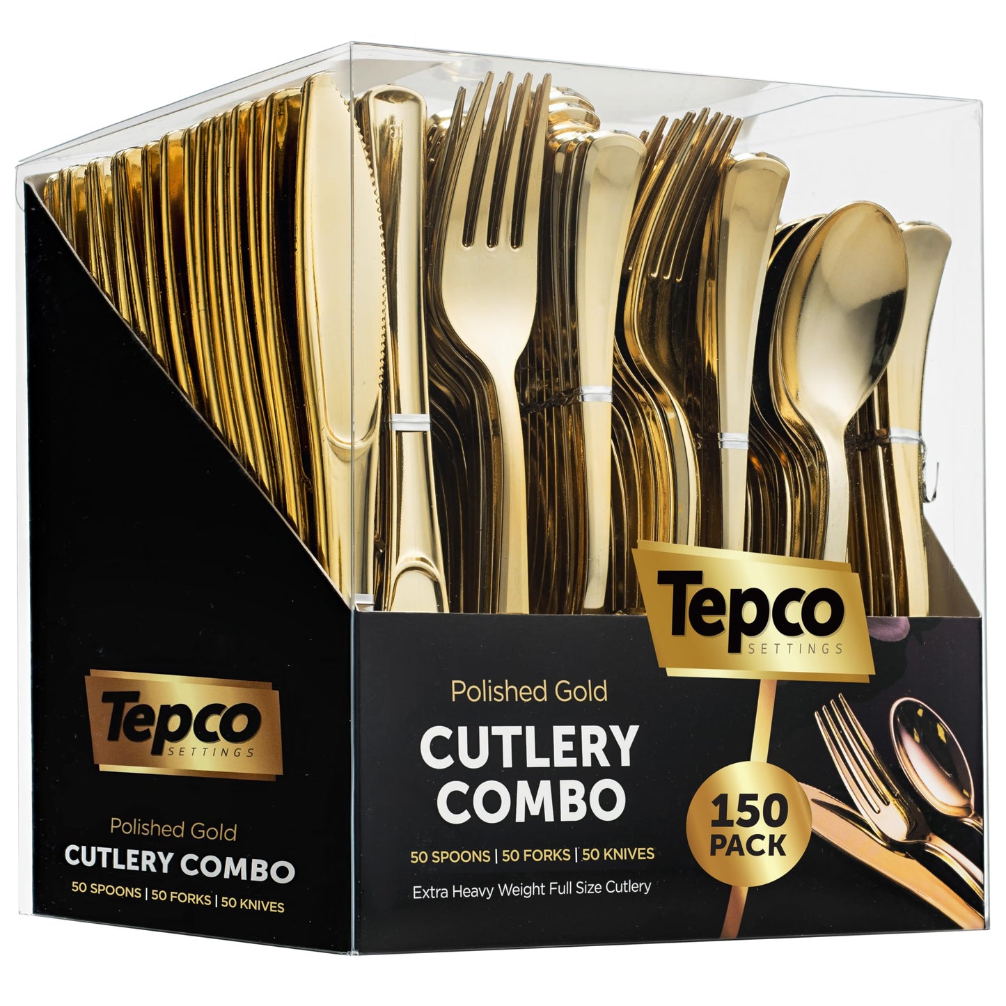 Gold Plastic Party Silverware Set - 150 ct