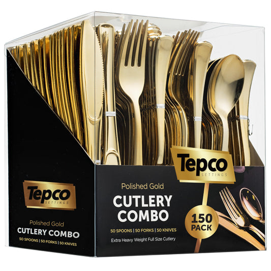 Gold Plastic Party Silverware Set - 150 ct