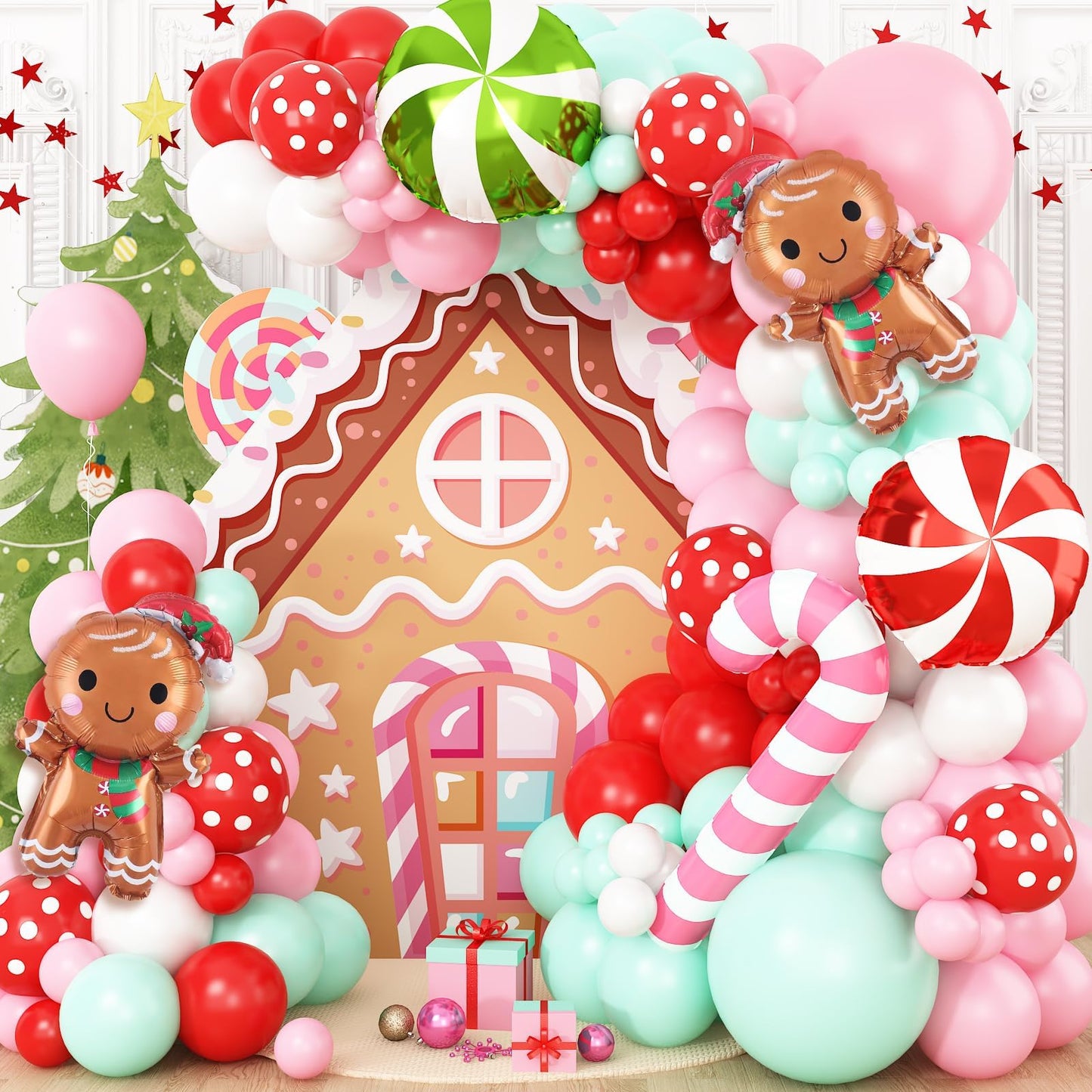 Gingerbread Christmas Balloon Garland Arch Kit – 139 Piece