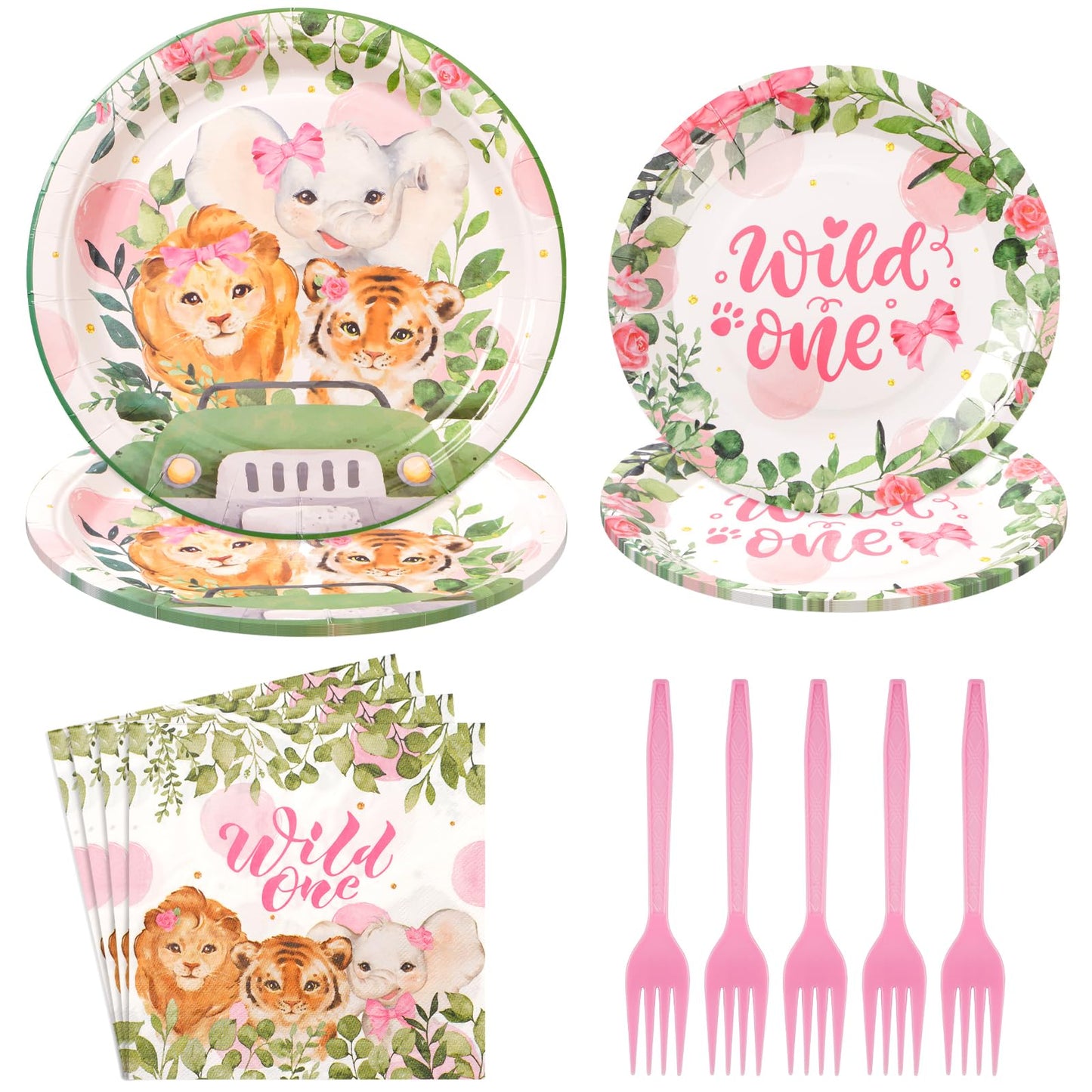 Wild One Birthday Plates & Napkins Set - 96 ct