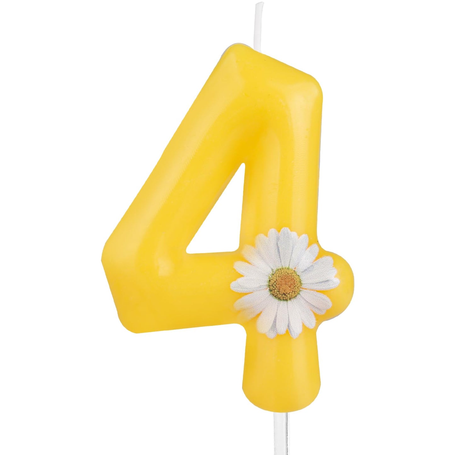 FUNCANDLE Yellow Number 4 CandleHappy Birthday CandlesDaisy Flower Themed Birthday Candles for Girl Baby Showe Anniversary Decorations Party Supplies Number 4 Candle