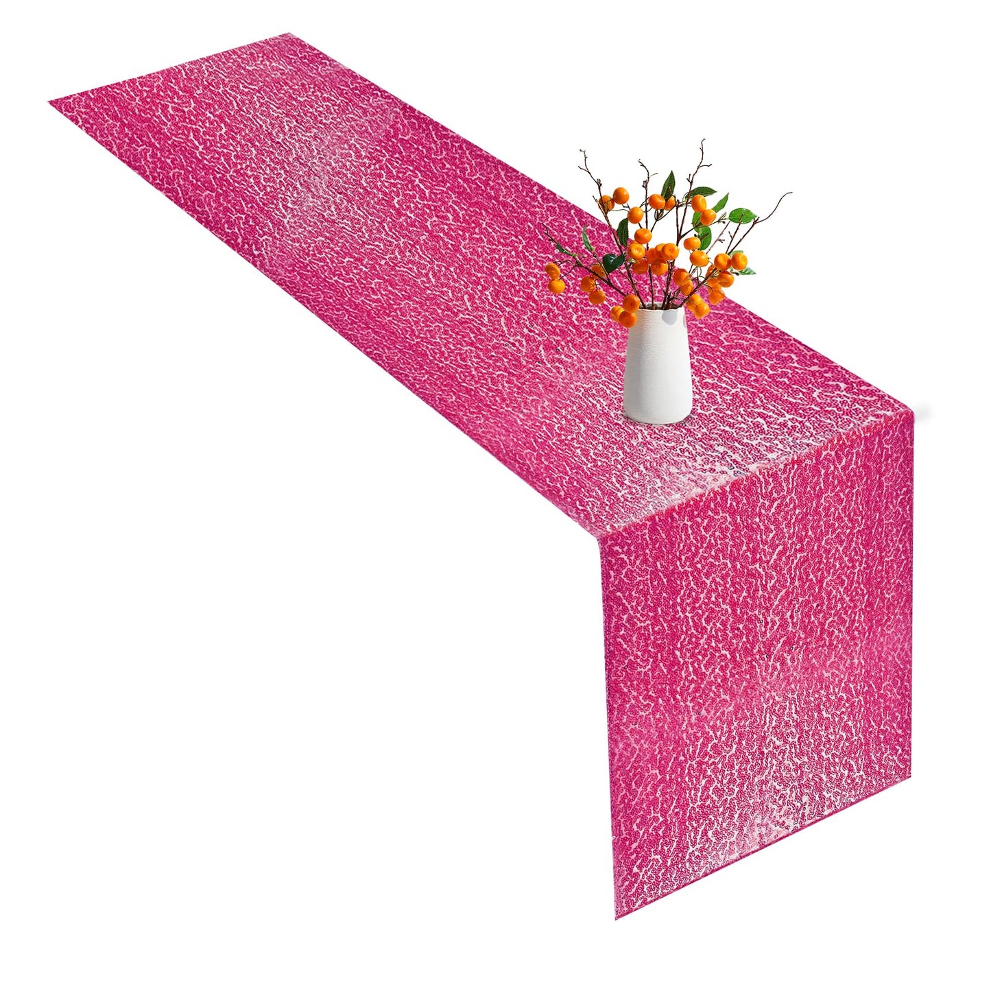 MIAHART Sequin Table Runner 12 x 72inch Table Runner Hot Pink Sequin Table Cloths for Birthday Wedding Banquet Holiday Party Decorations & Baby Shower