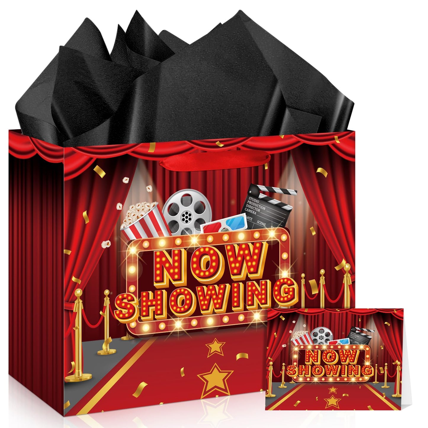 Movie Night Gift Bag with Wrapping Paper & Card