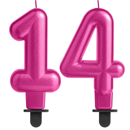 Rose Pink 14th Birthday Number Candles – Elegant Cake Topper Set