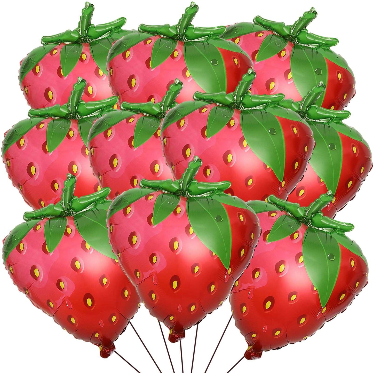 Giant Strawberry Foil Balloons 24 Inch – 10 Pack