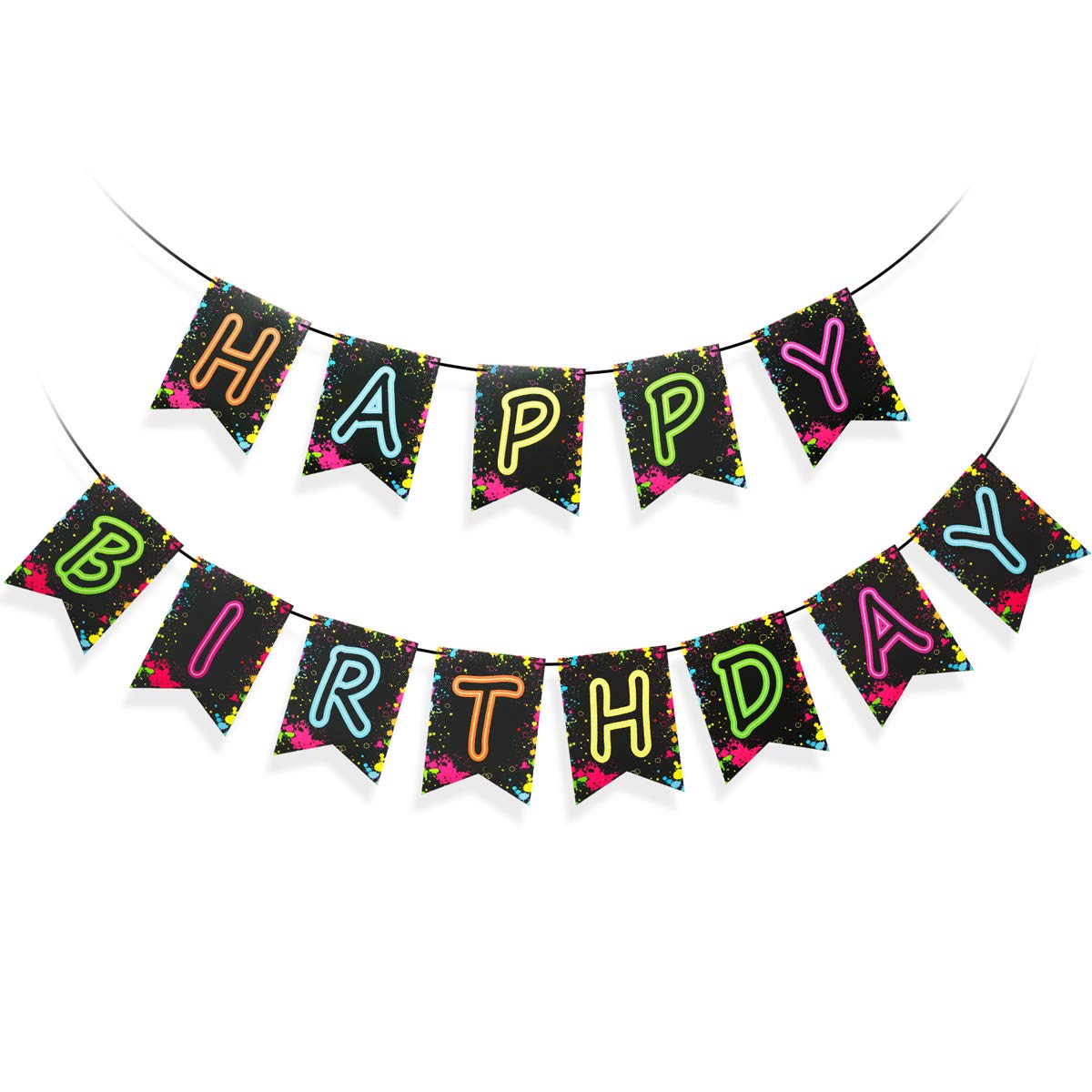 Glow Party Happy Birthday Banner – Pre-Assembled, Neon
