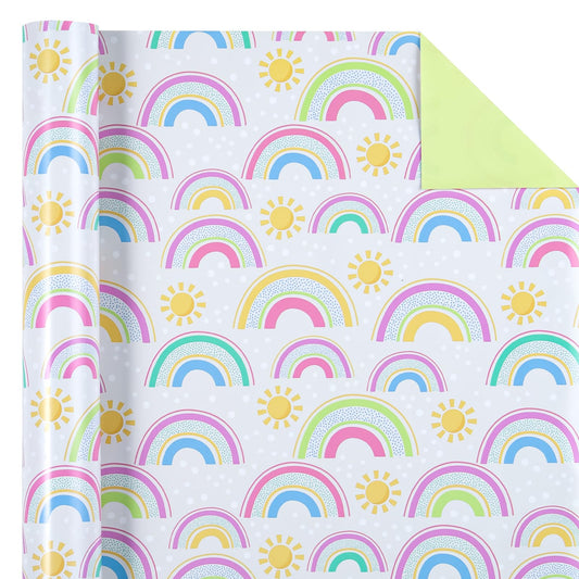 Pastel Rainbow Reversible Wrapping Paper Roll