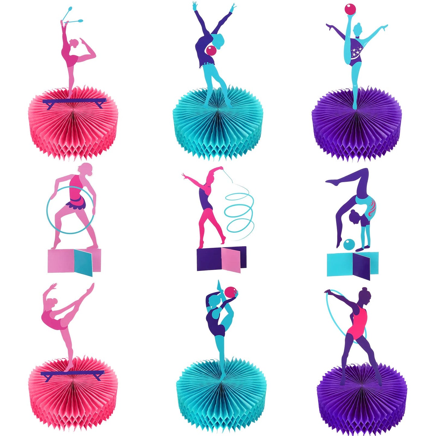 Gymnastics Honeycomb Table Centrepieces – 9 Piece