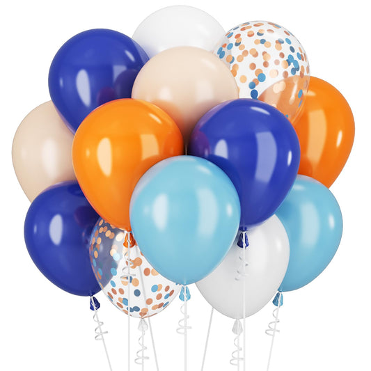 Blue & Orange Party Balloon Set – 60 Pack