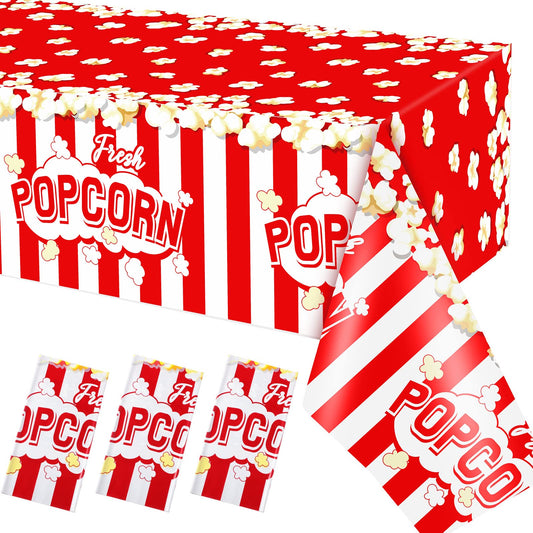 Carnival Popcorn Plastic Party Tablecloth – 3 Pack