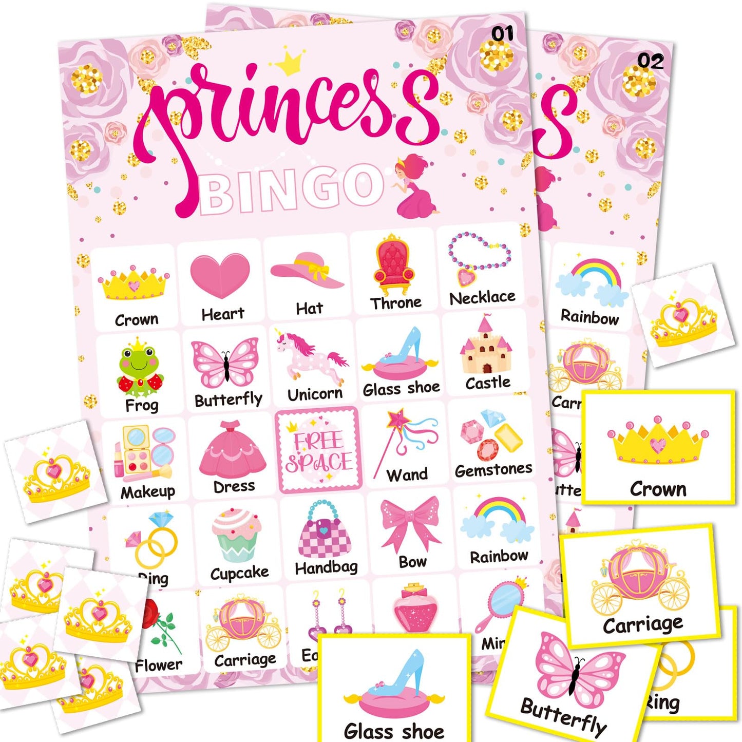 Pink Princess Bingo Game – 24 Players