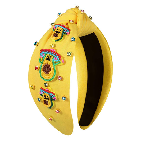 Avocado Rhinestone Cinco de Mayo Knotted Headband