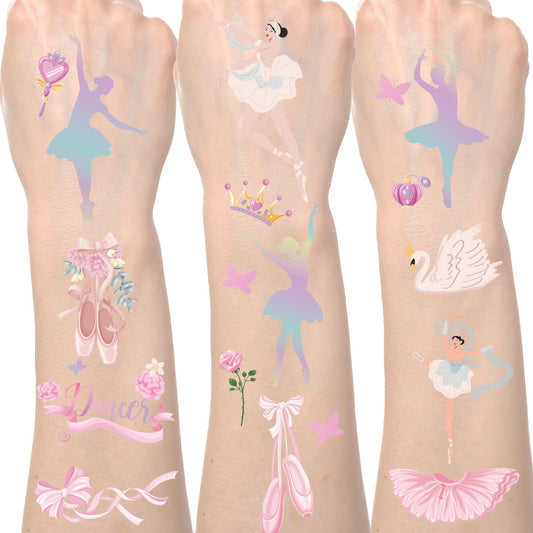 Ballerina Ballet Dance Temporary Tattoos – 200+ Pack, 8 Sheets