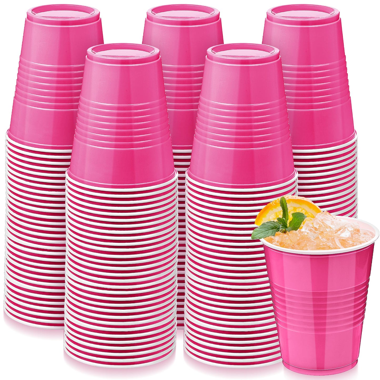 Hot Pink 12oz Disposable Plastic Party Cups - 100 ct