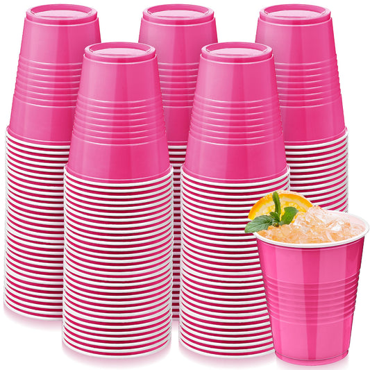 Hot Pink 12oz Disposable Plastic Party Cups - 100 ct