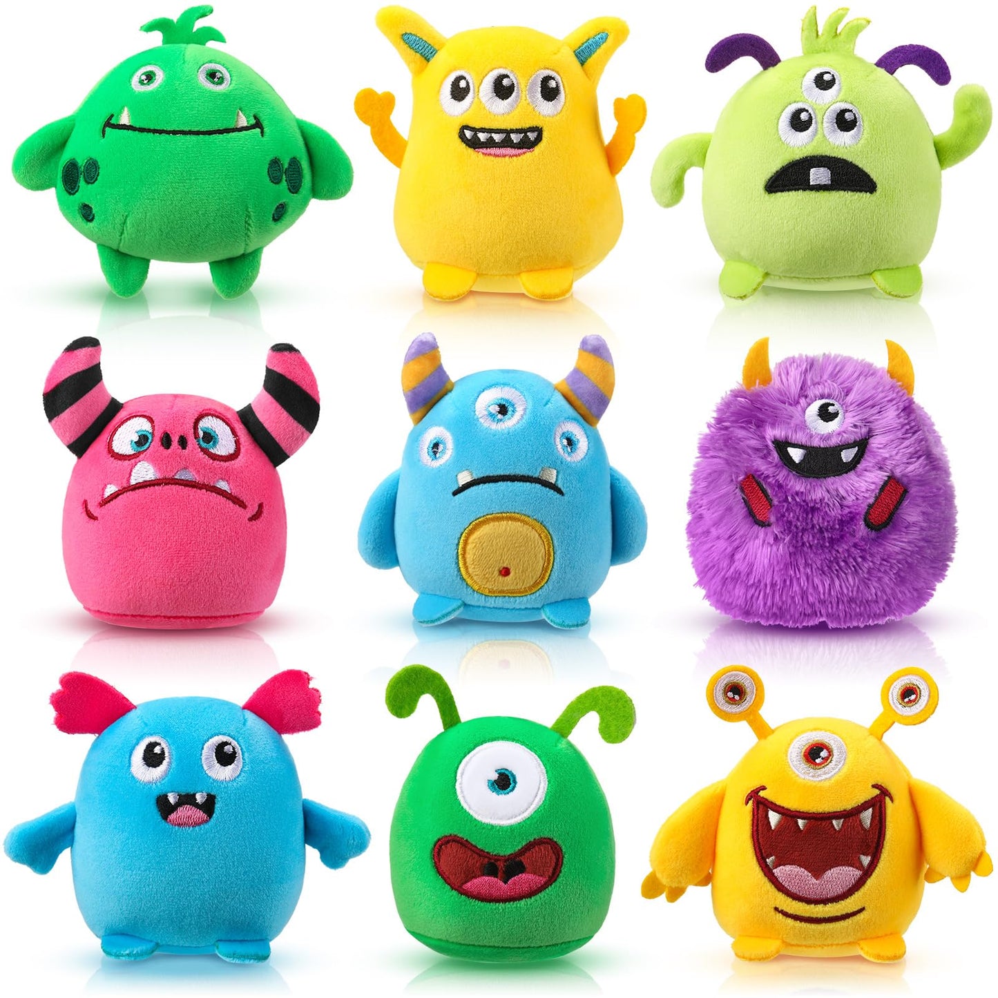 Mini Stuffed Monster Keychains – 9 Pack